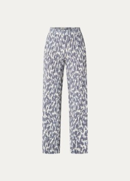 Claudia Sträter Dames High waist straight fit broek met print in de kleur Staalblauw