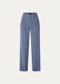 Claudia Sträter Dames Mid waist wide fit pantalon met steekzakken in de kleur Staalblauw