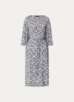 Claudia Sträter Dames Midi jurk met print en ceintuur in de kleur Staalblauw