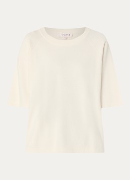 Claudia Sträter Dames Fijngebreide top met ronde hals in de kleur Creme