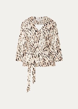 Claudia Sträter Dames Top met print en strikceintuur in de kleur Creme