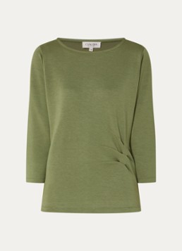 Claudia Sträter Dames Top van jersey met gedrapeerd detail in de kleur Groen