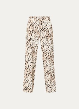 Claudia Sträter Dames High waist wide fit pantalon met print in de kleur Beige