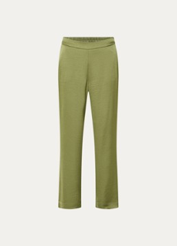 Claudia Sträter Dames High waist straight fit pantalon van satijn met steekzakken in de kleur Groen