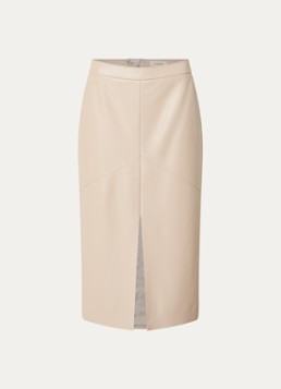Claudia Sträter Dames Midi rok van imitatieleer met split en steekzakken in de kleur Beige