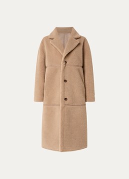 Claudia Sträter Dames Mantel van teddy met steekzakken in de kleur Beige