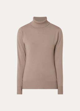 Claudia Sträter Dames Fijngebreide pullover met col in de kleur Taupe