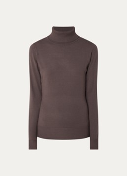 Claudia Sträter Dames Fijngebreide pullover met col in de kleur Lichtbruin