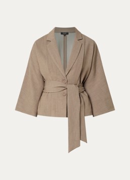 Claudia Sträter Dames Blazer met strikceintuur in de kleur Donkerbeige