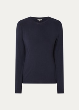 Claudia Sträter Dames Longsleeve van jersey met ronde hals in de kleur Donkerblauw
