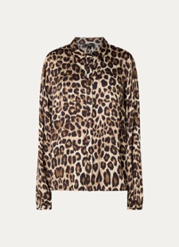 Claudia Sträter Dames Semi-transparante blouse met panterprint in de kleur Camel