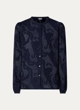 Claudia Sträter Dames Semi-transparante blouse met opstaande kraag in de kleur Donkerblauw