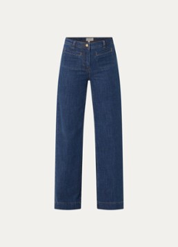 Claudia Sträter Dames High waist wide leg jeans met opgestikte zakken in de kleur Indigo
