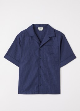 Fendi Jongens Camicia overhemd met logoprint in de kleur Donkerblauw, maat: 12+=162