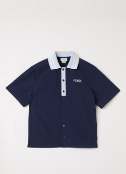 Fendi Jongens Polo met logoborduring in de kleur Donkerblauw, maat: 12+=164