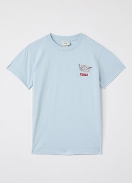 Fendi Jongens Tinto T-shirt met logoborduring in de kleur Lichtblauw, maat: 12+=164