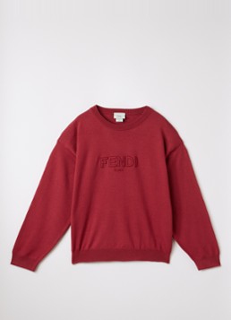 Fendi Meisjes Fijngebreide pullover met logoprint in de kleur Donkerrood, maat: 10A=140