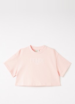 Fendi Meisjes Felpa T-shirt met logoprint in de kleur Lichtroze, maat: 12+=164