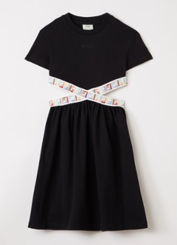 Fendi Meisjes Jurk met logo in de kleur Zwart, maat: 8J=128