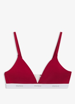 HUGO Dames Triangle voorgevormde bralette met logoband in de kleur Rood
