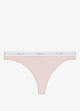 HUGO Dames HUGO ID THONG String met logotailleband van stretchkatoen in de kleur Lichtroze