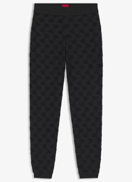 HUGO Dames High waist tapered fit joggingbroek met logoborduring in de kleur Black-001 / Zwart