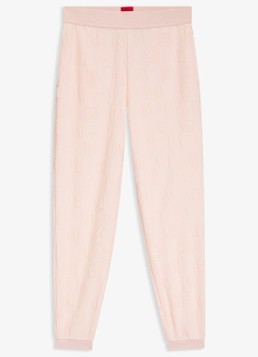 HUGO Dames High waist tapered fit joggingbroek met logoborduring in de kleur Lichtroze