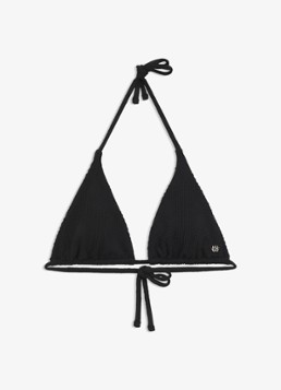HUGO Dames Jacquard bikinitop met logo in de kleur Zwart