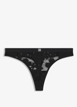 HUGO Dames String met logo in de kleur Zwart