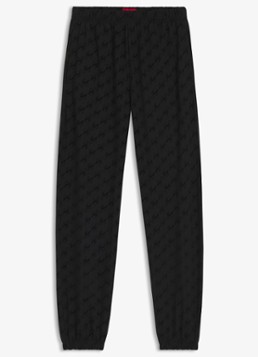 HUGO Dames Tapered fit joggingbroek met logoprint in de kleur Zwart
