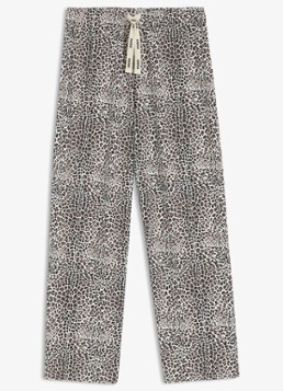 HUGO Dames Pyjamabroek van stretchjersey met all-over print in de kleur Lichtbruin