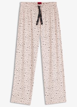 HUGO Dames Pyjamabroek van stretchjersey met all-over print in de kleur Oudroze
