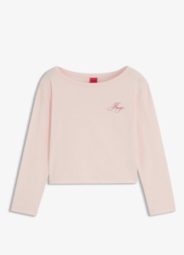 HUGO Dames Pyjamatop met logo in de kleur Open Pink-691 / Roze