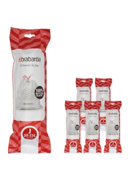 Brabantia PerfectFit vuilniszak code J 20 - 25 liter 6 x 20 stuks Wit - Deal