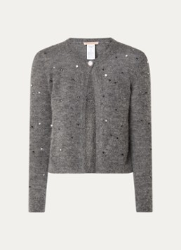 Pennyblack Dames Mastino fijngebreid vest in alpaca wolblend met strass in de kleur Grijsmele