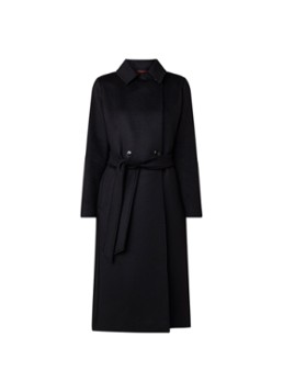 MaxMara Dames Collage mantel in wolblend met strikceintuur in de kleur Zwart