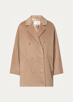Max Mara Dames Rebus double-breasted mantel in kasjmierblend met steekzakken in de kleur Camel