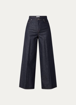 MaxMara Dames Carmine high waist wide leg jeans met persplooi in de kleur Indigo