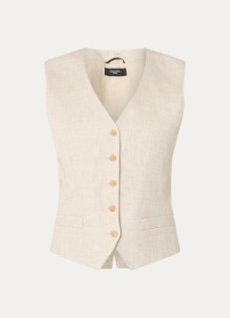 MaxMara Dames Pace gilet van linnen in de kleur Beige