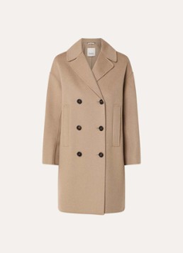 MaxMara Dames Eden double-breasted mantel van scheerwol met steekzakken in de kleur Beige