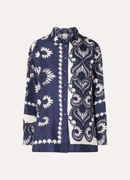 MaxMara Dames Lastra blouse van zijde met print en borstzak in de kleur Donkerblauw