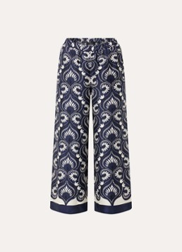 MaxMara Dames Dottica high waist straight fit pantalon van zijde met print in de kleur Donkerblauw