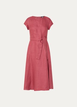 MaxMara Dames Esordio midi jurk van linnen met strikceintuur in de kleur Donkerroze