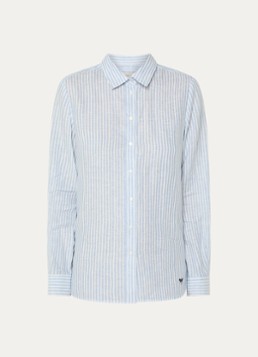 MaxMara Dames Giurato blouse van linnen met streepprint in de kleur Lichtblauw