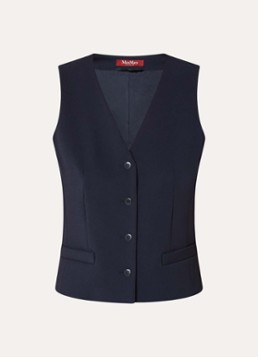 MaxMara Dames Madia gilet van scheerwol met paspelzakken in de kleur Donkerblauw