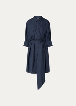 MaxMara Dames Midi blousejurk met strikceintuur in de kleur Indigo