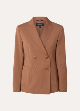 MaxMara Dames Zinnia double-breasted blazer van scheerwol met opgestikte zakken in de kleur Cognac