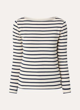 MaxMara Dames Derasmo fijngebreide trui met boothals en streepprint in de kleur Ivoor
