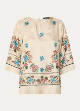 MaxMara Dames Samba tuniek van zijde met print in de kleur Beige