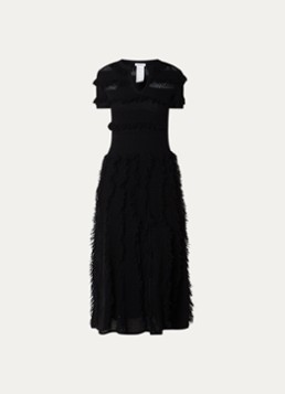 MaxMara Dames Grazia grofgebreide midi jurk met franjes in de kleur Zwart